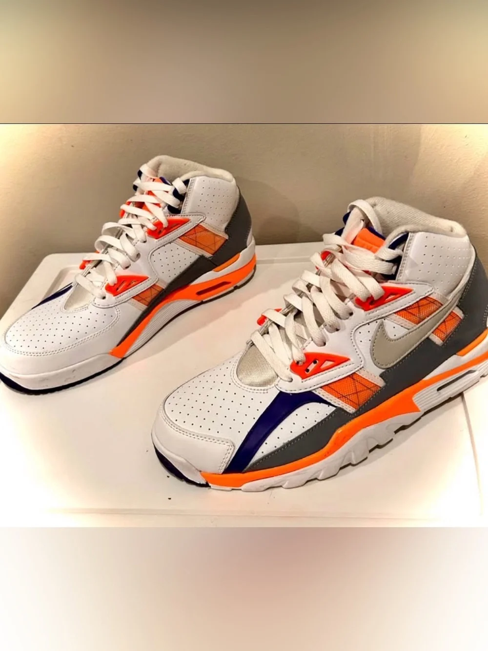 Nike Men’s Air Trainer - White Orange Gray and Navy High-Top Athletic Sneakers